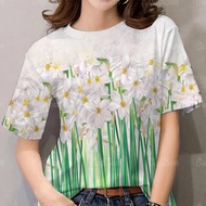 เสื้อสงกรานต์2567สงกรานต์พิมพ์เสื้อยืดด้านบนสำหรับสุภาพสตรีลำลองแขนสั้นแฟชั่นฤดูร้อนใหม่เสื้อยืด