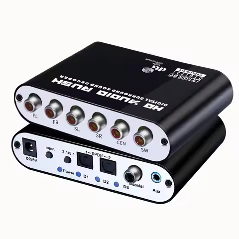 5.1 Channel CH HD Audio Decoder SPDIF Coaxial to 6RCA DTS AC3 Optical Digital Amplifier Analog Conve