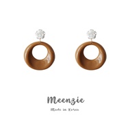 S925 White Rosebud Chocolate Round Earring • Dangle Earring • Statement Earring