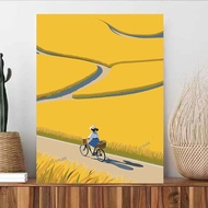 High-value Digital Oil Painting Wind Blowing Wheat Land Healing Series Natural Landscape Painting Ch