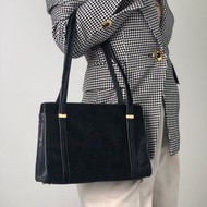 【日本直送 名牌中古包】GUCCI 古馳 托特包 黑色 壓印 Logo 麂皮 側背包 vintage 古著 old mzwmr5