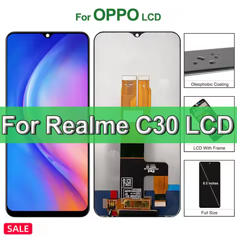 6.5" For Oppo Realme C30 RMX3581, RMX3623 LCD Display Touch Screen with Frame, For Realme C30 LCD As