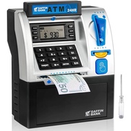 Piggy Bank ATM, for Real Money, for Kids, with Debit Card, Bill Counter, Coin Counting, Balance Calc