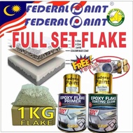 Federal Paint Flake Coating Epoxy Toilet Tile Floor Waterproof (1KG FLAKE /1L PRIMER /1L CLEAR ) Qua
