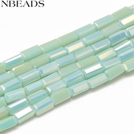 1strand Electroplate Glass Beads Strands Rainbow Imitation Glass Faceted Cuboid Pale 4.5x2.5x2.5mm H