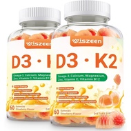Vitamin D3 K2 Gummies, Vitamin D3 10000 IU & K2 (MK-7) 200 mcg - D3 K2 Supplement with Omega 3, Calc