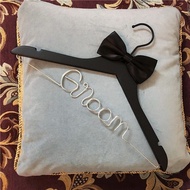 Wedding Dress Hanger for Groom And Bride Heart Shaped Iron Wire Hanger Black And White Beaded Chain