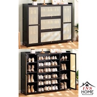Large-Capacity Shoe Cabinet Black Multi-Layer Shoe Storage Rack Indoor Shoe Cabinet Shoe Rack