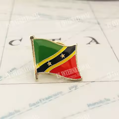 Saint Kitts and Nevis Flag Lapel Pins Crystal Epoxy Metal Enamel Badge Paint Brooch Souvenir Suit Pe