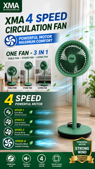 XMA Fan 4 Speed Motor 3 in 1 Height Adjustment - Table/Living/Stand Air Circulation Fan XCSF-103PP
