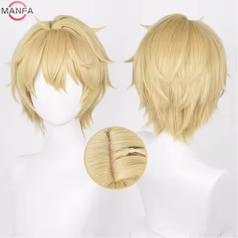 Gepard Landau Cosplay Wig 30cm Short Straight Yellow Men Hair Game Honkai Star Rail Cosplay Party He
