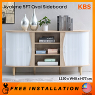(FREE Installation+Shipping) KBS Avalene 5FT Oval Fluted Sideboard / Oval Shape / Buffet Cabinet /