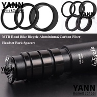 YANN Headset Fork Spacers, Aluminium&amp;Carbon Fiber Black Bicycle Fork Spacers,  Bicycle Accessories MTB Road Bike