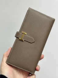 Hermes Bearn Wallet 長銀包 大象灰金扣