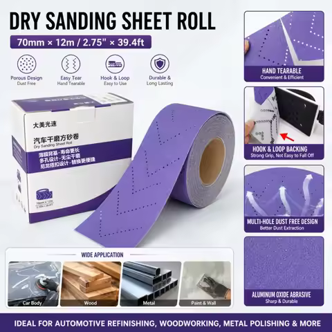 70mm X 12m Hand Tear Sandpaper Roll | Compatible with 70mm X 198mm MRIKA Car Polisher | Automotive S