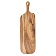 Acacia Wood Serving & Cutting Tray - Stylish Long Handle, Solid Wood, Perfect For Gourmet Slicing, A