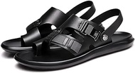 Casual Men Shoes Slip-On Genuine Cow Leather Soft Non-Slip Beach Summer Sandals Slippers Flats Flip Flop Walking Shoes (Color : D, Size : 39) (D 40 EU)
