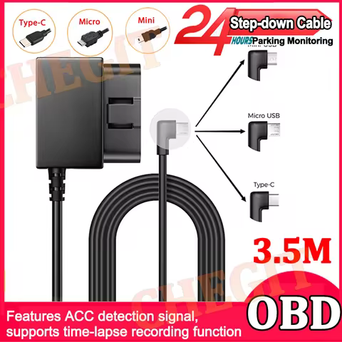 OBD Hardwire Kit Type C Port/Micro USB Port/Mini USB for Compatible with 98% of Car Dash Cam Cable C