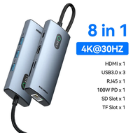 Rocoren 6/8/11 in 1 USB C Hub PD 100W RJ45 SD Reader USB 3.0 Splitter 11 in 1 Dock StationสำหรับMacb