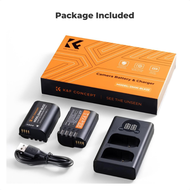 K&F Concept 2 Pack DMW-BLK22 Battery and Dual Slot Charger Set with LCD Screen