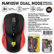 GAMING NUBWO MOUSE NM-105W BLUETOOTH + 2.4GHZ Silent เมาส์ เกมมิ่ง ไร้สาย บลูทูธ 8 ปุ่ม มีไฟ LED ปรั