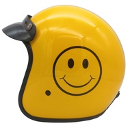 หมวกกันน็อคฮาร์ลีย์ สไตล์ย้อนยุคสีเหลือง ครึ่งใบ สำหรับผู้ชายและผู้หญิง หมวกกันน็อค Vespa แบบพับได้