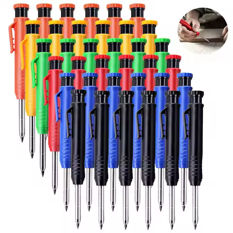 6Pcs Engineering Drawing Woodworking Marking Mechanical Pencils, 2.8mm Long Head Carpenter Pencil, A