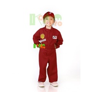 MERAH Xie BLANKET COSTUME + HAT FOR CHILDREN AGED 4 - 10 YEARS RED F1 RACER