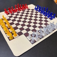 49 Mm King Height 3 or 4 Player Chess Set Portable 4 Player Chess Set Easy to Stow-Away for Game Nig