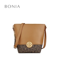 Bonia Brown Vanda Monogram Satchel Bag