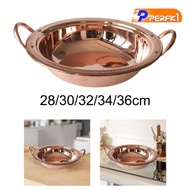 [Perfk1] Kimchi Soup Pot Korean Ramen Noodle Pot Double Handle Copper Seafood Pot Paella