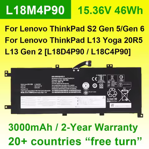 L18M4P90 For Lenovo ThinkPad L13 Yoga 20R5 20R6 Gen 2,S2 Gen 5/6 Series Laptop Battery L18D4P90 L18C