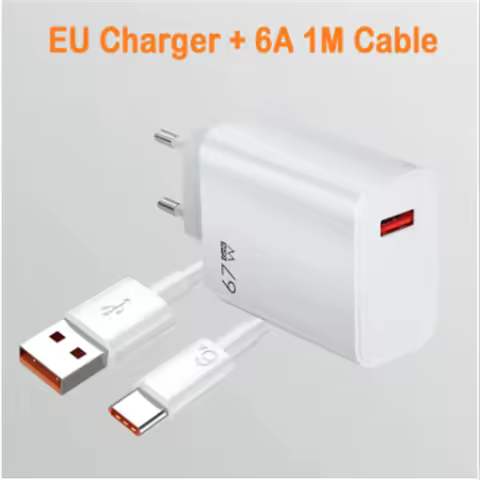 67W USB C Fast Charger Quick Charging Charger QC 3.0 USB Charger Adapter With Type C Charging Cable 
