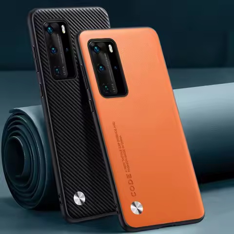 Luxury PU Leather Case For Huawei P40 Pro Plus Back Cover Matte Silicone Full Protection Phone Case 