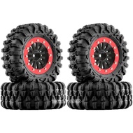 4PCS 65mm 1.3" Aluminum Beadlock Wheels & Mud Terrain Tires Set 7mm Hex for 1/24 1/18 Ascent18 SCX24