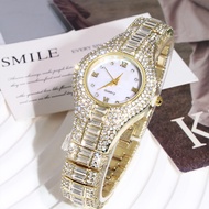Women's Watch Fashion Rhinestone Roman Number Dial Quartz Watch For Women Elegant Stainless Steel Ba