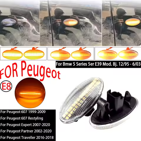 Dynamic Fender Turn Signal For Peugeot Citroen C1 C2 C3 C5 C6 107 206 307 207 407 607 1007 Berlingo 