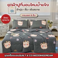 ชุดผ้าปูที่นอนไหมน้ำแข็งครบเซ็ต แบรนด์ QUILT&CO BEDDINGDREAM งานคุณภาพพรีเมียม เนื้อผ้านุ่ม นิ่มมาก 