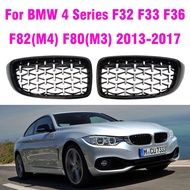 Chrome Black Front Kidney Grille Slat M4 Style Diamond Shape Grill For BMW F32 F33 F36 F80 F82 2013-