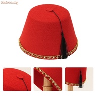 feelsaa Black Tassels Tarboosh Hat Pasha Fez Egyptian Fez Caps for Adult Men Everyday Use
