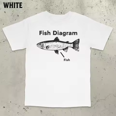 Fish Diagram Meme Shirt Stupid Meme T-Shirt Funny Meme Brain Rot Inappropriate Funny Gag Gift Gen Z