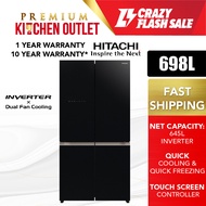Hitachi 698L 4 Door Inverter French Bottom Refrigerator R-WB700VM2 (GBK) | Fridge | Peti Sejuk | Peti Ais