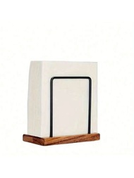 1入組松木紙巾盒,砧板架,金屬豎式餐桌面巾紙盒,適用於桌面、餐廳、咖啡店、旅館、辦公室、浴室