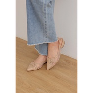 Calista Mesh Slingback Flats in Nude