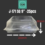 JAISON J-171 9" Square Plastic Tray With Lock/Disposable Bakery Plastic Cake Box/Bekas Kek Empat Seg