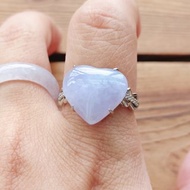 【親翠】天然翡翠 冰紫羅蘭紅紫又厚又鼓愛心蛋面925銀戒