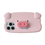 For iPhone 12 Mini 13 14 15 Pro Max Case 3D Cartoon Cute Slaver Pig Soft Silicone Phone Cases For iPhone 11 Pro Max 6 7 Plus X XR XsMax Cover Case