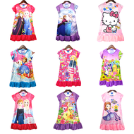 ชุดเดสรเด็ก กระโปรงเด็กผู้หญิง เสื้อผ้าเด็กผู้หญิง ลายเจ้าหญิง เอลซ่า โซเฟีย ผ้ามันผ้าไมโค PM777(131