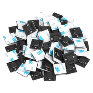 50 PCS 3/4" Black Zip Tie Mounts - Small Self Adhesive Cable Tie Anchors, Wire Management Holders Sq