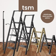 【In stock】TSM 2/3/4 Steps Slim Aluminium Foldable Ladder | 2 Tier, 3 Tier, 4 Tier with Handle | Compact Space Saving Wide Pedal RLG9